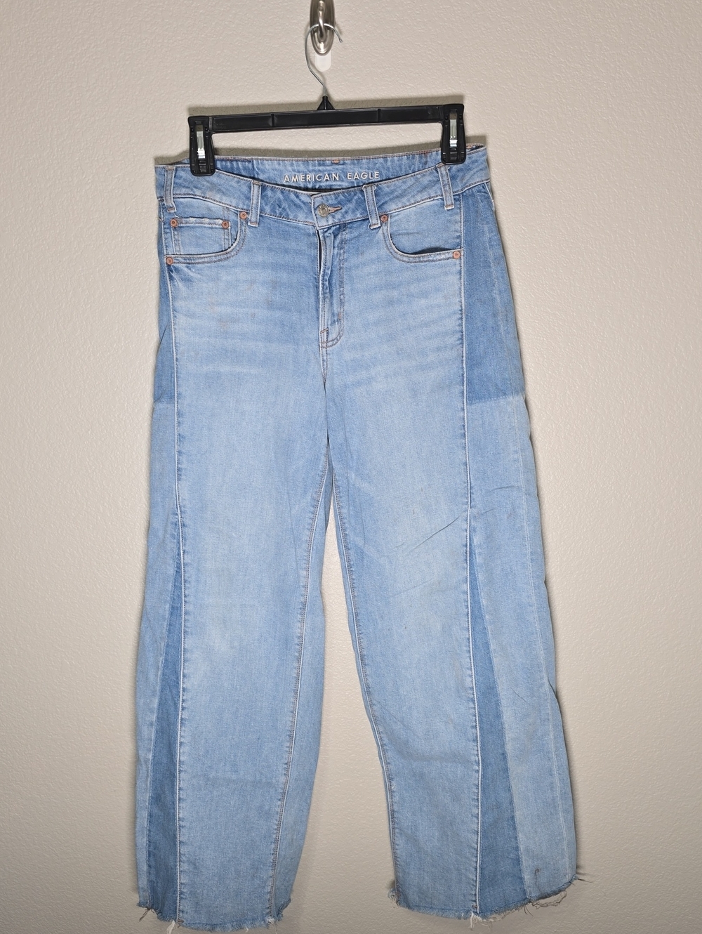 American Eagle Outfitters Panelled Light Blue Wide-Leg Jeans Some Stains